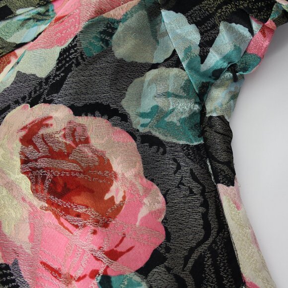 ANTHROPOLOGIE Leifsdottir Women’s Silk Blend Roses Brocade Blouse Top size 0 - Picture 6 of 9